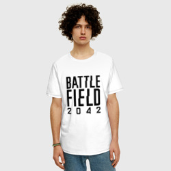 Мужская футболка хлопок Oversize Battlefield 2042 логотип - фото 2