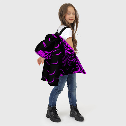 Зимняя куртка для девочек 3D Розовые кости, цвет черный - фото 6