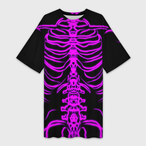 Платье-футболка 3D Розовые кости, цвет 3D печать
