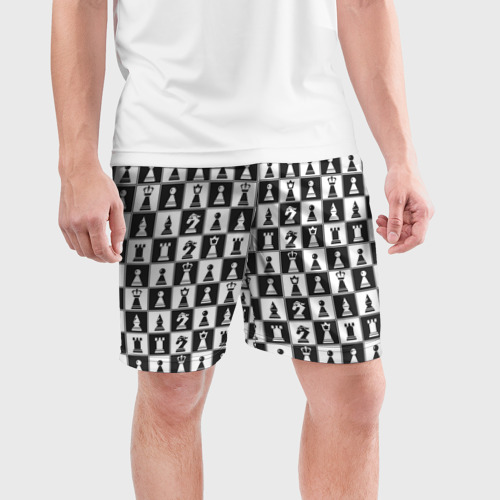 Мужские шорты спортивные Шахматные фигуры, цвет 3D печать - фото 3