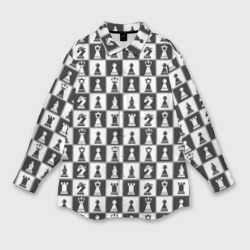 Женская рубашка oversize 3D Шахматные фигуры