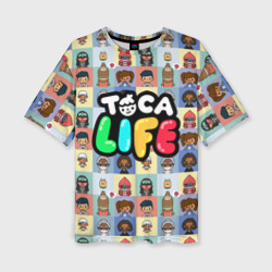 Женская футболка oversize 3D Toca Boca characters Тока бока персонажи