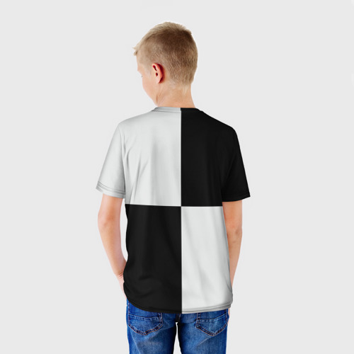 Детская футболка 3D с принтом Шахматный День, вид сзади #2