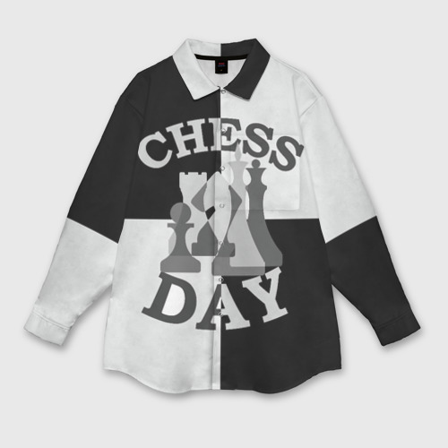 Мужская рубашка oversize 3D с принтом Шахматный День, вид спереди #2