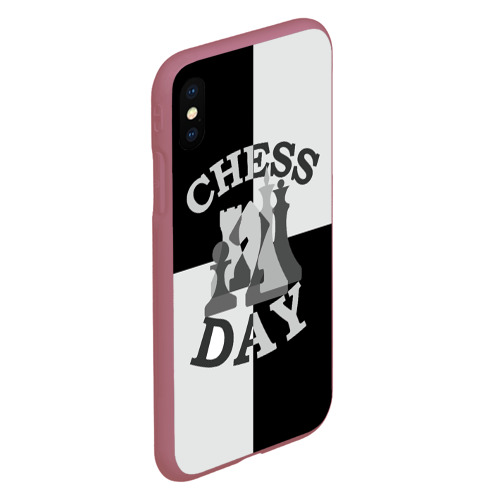 Чехол для iPhone XS Max матовый Шахматный День, цвет малиновый - фото 3