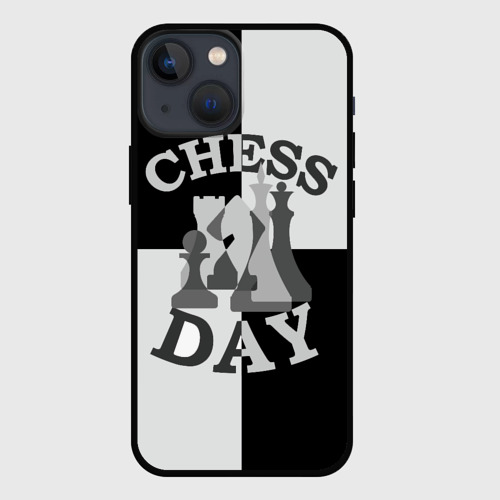 Чехол для iPhone 13 mini с принтом Шахматный День, вид спереди #2