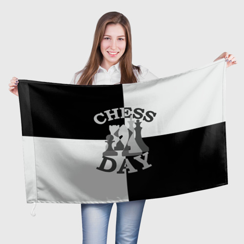 Флаг с принтом Шахматный День, вид спереди №1