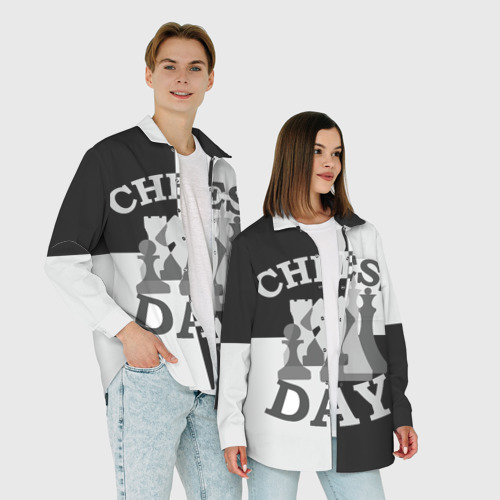 Мужская рубашка oversize 3D с принтом Шахматный День, фото #4