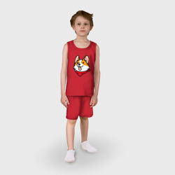 Детская пижама с шортами хлопок Корги в красном шарфике - фото 2