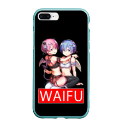 Чехол для iPhone 7Plus/8 Plus матовый Рем и рам вайфу Re Zero ahegao