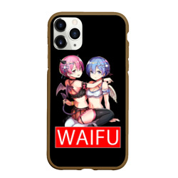 Чехол для iPhone 11 Pro Max матовый Рем и рам вайфу Re Zero ahegao