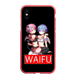 Чехол для iPhone XS Max матовый Рем и рам вайфу Re Zero ahegao