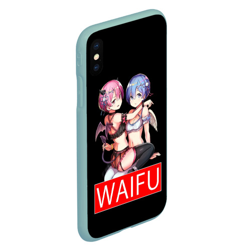 Чехол для iPhone XS Max матовый Рем и рам вайфу Re Zero ahegao, цвет мятный - фото 3