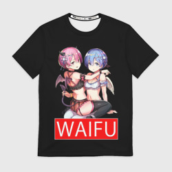 Мужская футболка 3D Рем и рам вайфу Re Zero ahegao