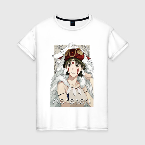 Женская футболка из хлопка с принтом Princеss Mononoke, вид спереди №1