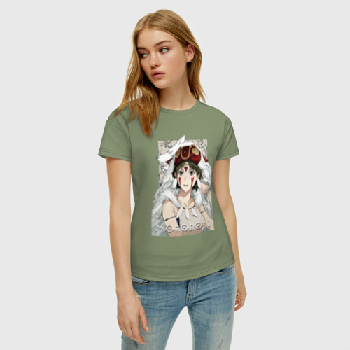 Женская футболка хлопок Princеss Mononoke, цвет авокадо - фото 3