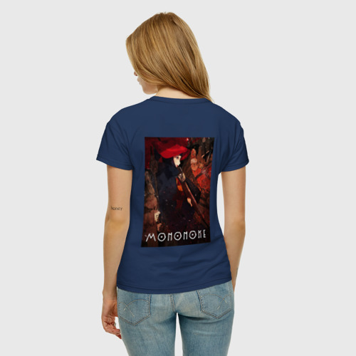 Женская футболка хлопок с принтом Мононоке, вид сзади #2
