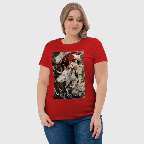 Женская футболка хлопок Мононоке, цвет красный - фото 6