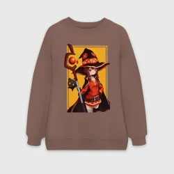 Женский свитшот oversize без начеса хлопок Коносуба - Мегумин 