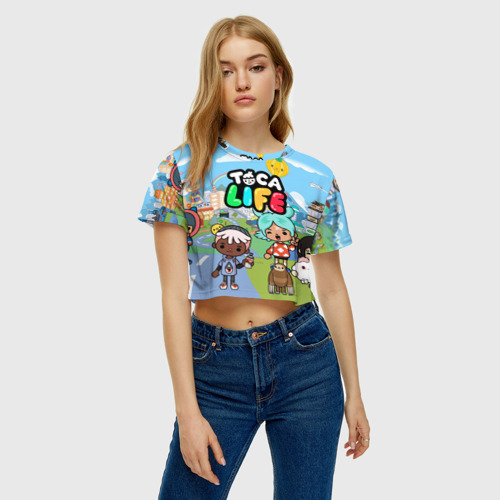 Женская футболка Crop-top 3D Toca Boca Тока бока Рита, Зик, Нари, Леон, цвет 3D печать - фото 3