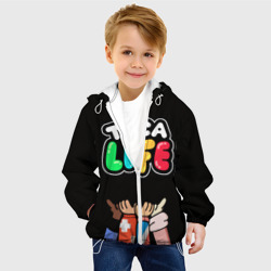 Куртка с принтом Toca Boca Тока бока дружба для ребенка, вид на модели спереди №2. Цвет основы: белый
