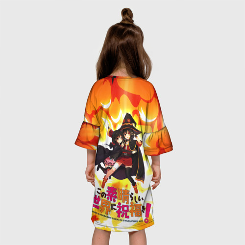 Детское платье 3D с принтом MeguminYunyun, вид сзади #2