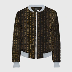 Женский бомбер 3D Египетские иероглифы золотом