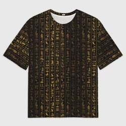 Женская футболка oversize 3D Египетские иероглифы золотом