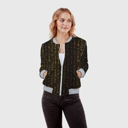 Женский бомбер 3D Египетские иероглифы золотом - фото 2