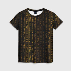 Женская футболка 3D Египетские иероглифы золотом