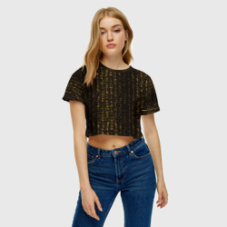 Женская футболка Crop-top 3D Египетские иероглифы золотом - фото 2