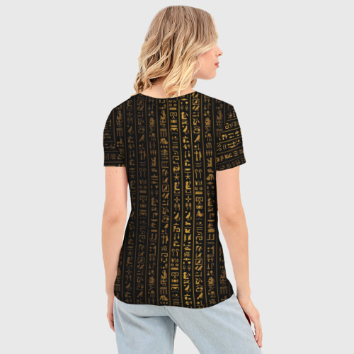Женская футболка 3D Slim Египетские иероглифы золотом, цвет 3D печать - фото 4