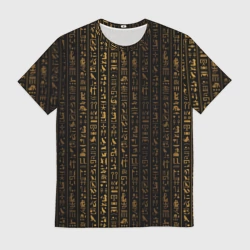 Мужская футболка 3D Египетские иероглифы золотом