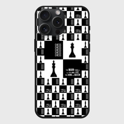 Чехол силиконовый для Apple iPhone 15 Pro Мax матовый Шахматы - король и королева