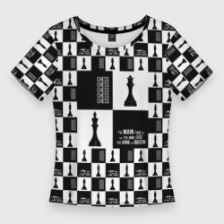 Женская футболка 3D Slim Шахматы - король и королева