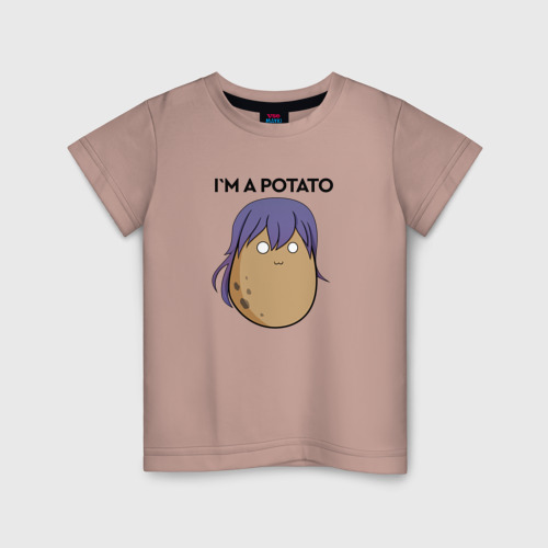 Детская футболка хлопок Luni - I`m a potato, цвет пыльно-розовый