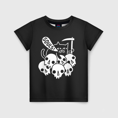Детская футболка 3D с принтом Кот - Жнец, вид спереди #2