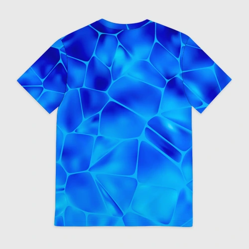 Мужская футболка 3D с принтом Ice under water texture, вид сзади #1