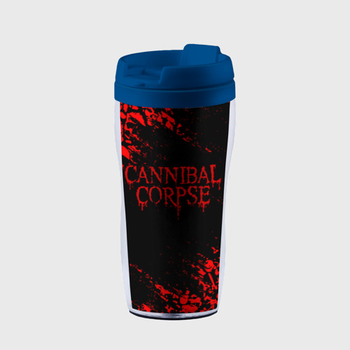 Термокружка-непроливайка Cannibal Corpse красные черепа, цвет синий