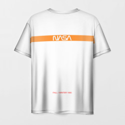 Футболка с принтом NASA белая форма НАСА white uniform для мужчины, вид сзади №1. Цвет основы: белый