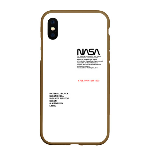 Чехол для iPhone XS Max матовый NASA белая форма НАСА white uniform, цвет коричневый