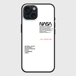 Чехол силиконовый для Apple iPhone 15 матовый NASA белая форма НАСА white uniform
