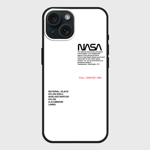 Чехол силиконовый для Apple iPhone 15 матовый NASA белая форма НАСА white uniform