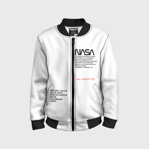 Детский бомбер 3D NASA белая форма НАСА white uniform