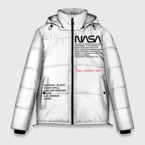 Мужская зимняя куртка 3D NASA белая форма НАСА white uniform