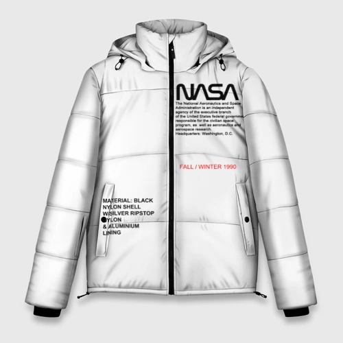 Мужская зимняя куртка 3D NASA белая форма НАСА white uniform