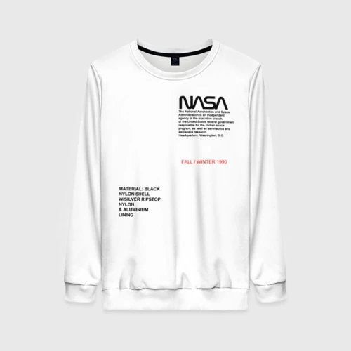 Женский свитшот 3D NASA белая форма НАСА white uniform