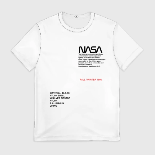 Мужская футболка 3D NASA белая форма НАСА white uniform