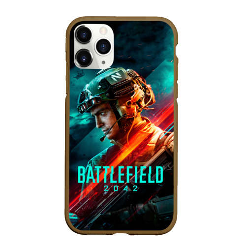 Чехол для iPhone 11 Pro матовый Battlefield 2042 game art, цвет коричневый