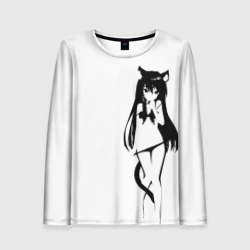 Женский лонгслив 3D Чб Неко в лифчике